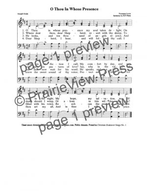 Song: Oh Thou In Whose Presence