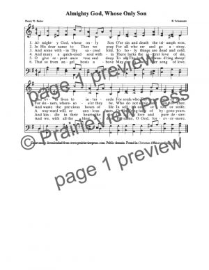 Song: Almighty God Whose Only Son
