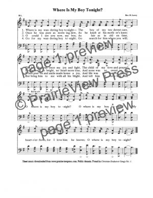 Song: Where Is My Boy Tonight