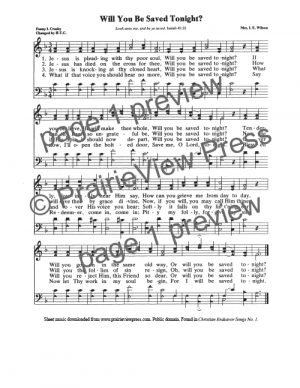 Song: Will You Be Saved Tonight