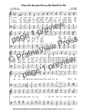 Song: When He Reached Down His Hand For Me