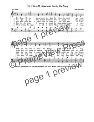 Song: To Thee Oh Gracious Lord We Sing