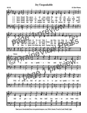 Song: Joy Unspeakable