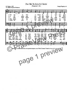 Song: For Me To Live Is Christ