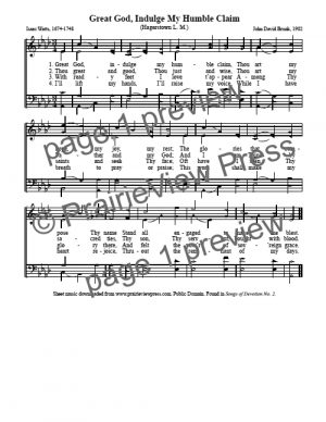Song: Great God Indulge My Humble Claim