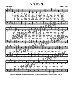 Song: He Died For Me