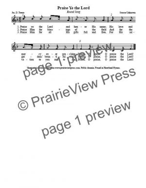 Song: Praise Ye The Lord