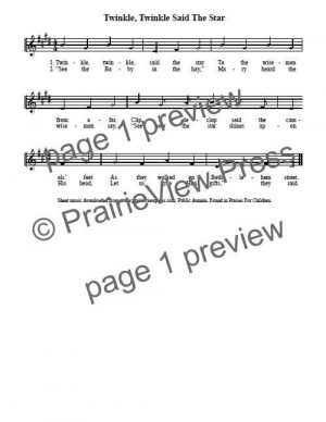 Song: Twinkle Twinkle Said The Star