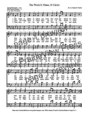 Song: The Work Is Thine Oh Christ