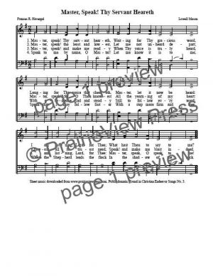 Song: Master Speak Thy Servant Heareth