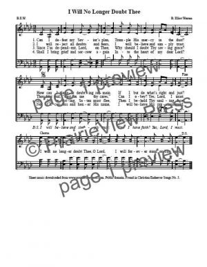 Song: I Will No Longer Doubt Thee