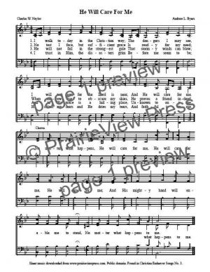Song: He Will Care For Me