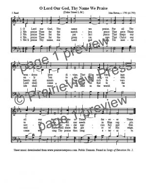 Song: Oh Lord Our God Thy Name We Praise