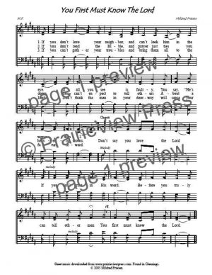 Song: You First Must Know The Lord