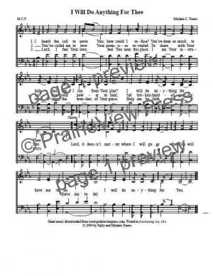 Song: I Will Do Anything For Thee