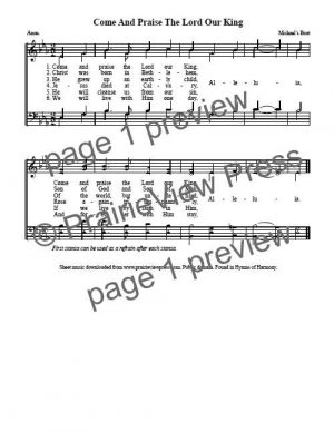 Song: Come and Praise the Lord Our King