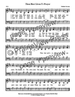 Song: Thou Hast Given Us Prayer