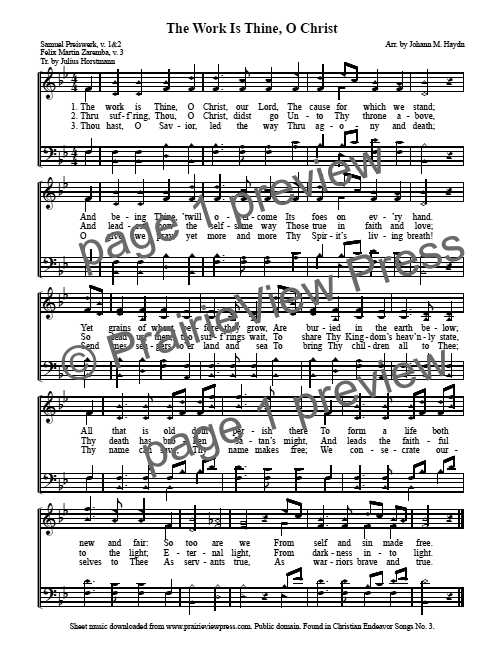 Song: The Work Is Thine Oh Christ