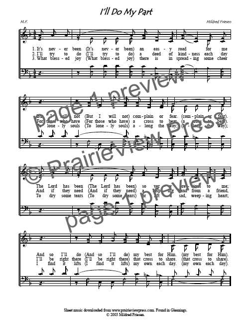 Song: I'll Do My Part