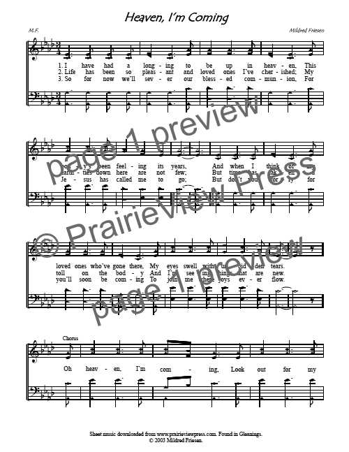 Song: Heaven, I'm Coming