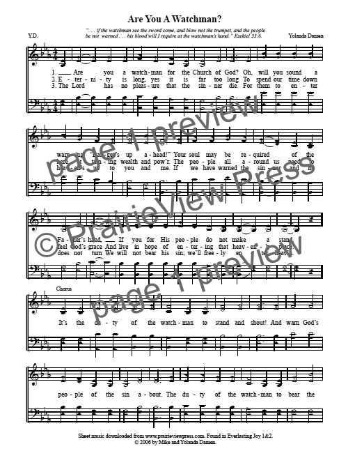 Song: Are You A Watchman?