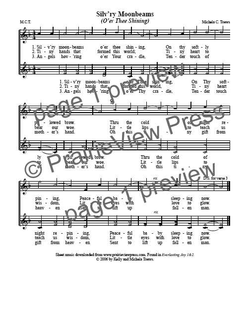 Song: Silvery Moonbeams Over Thee Shining