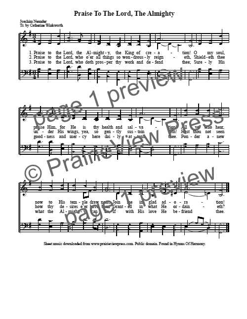 Song: Praise to the Lord the Almighty