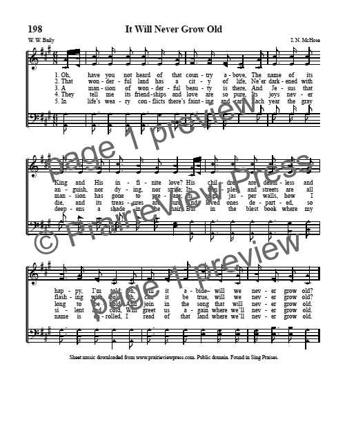 Song: It Will Never Grow Old