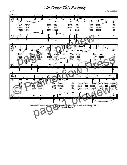 Song: We Come This Evening