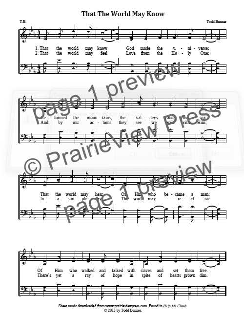 Song: That The World May Know